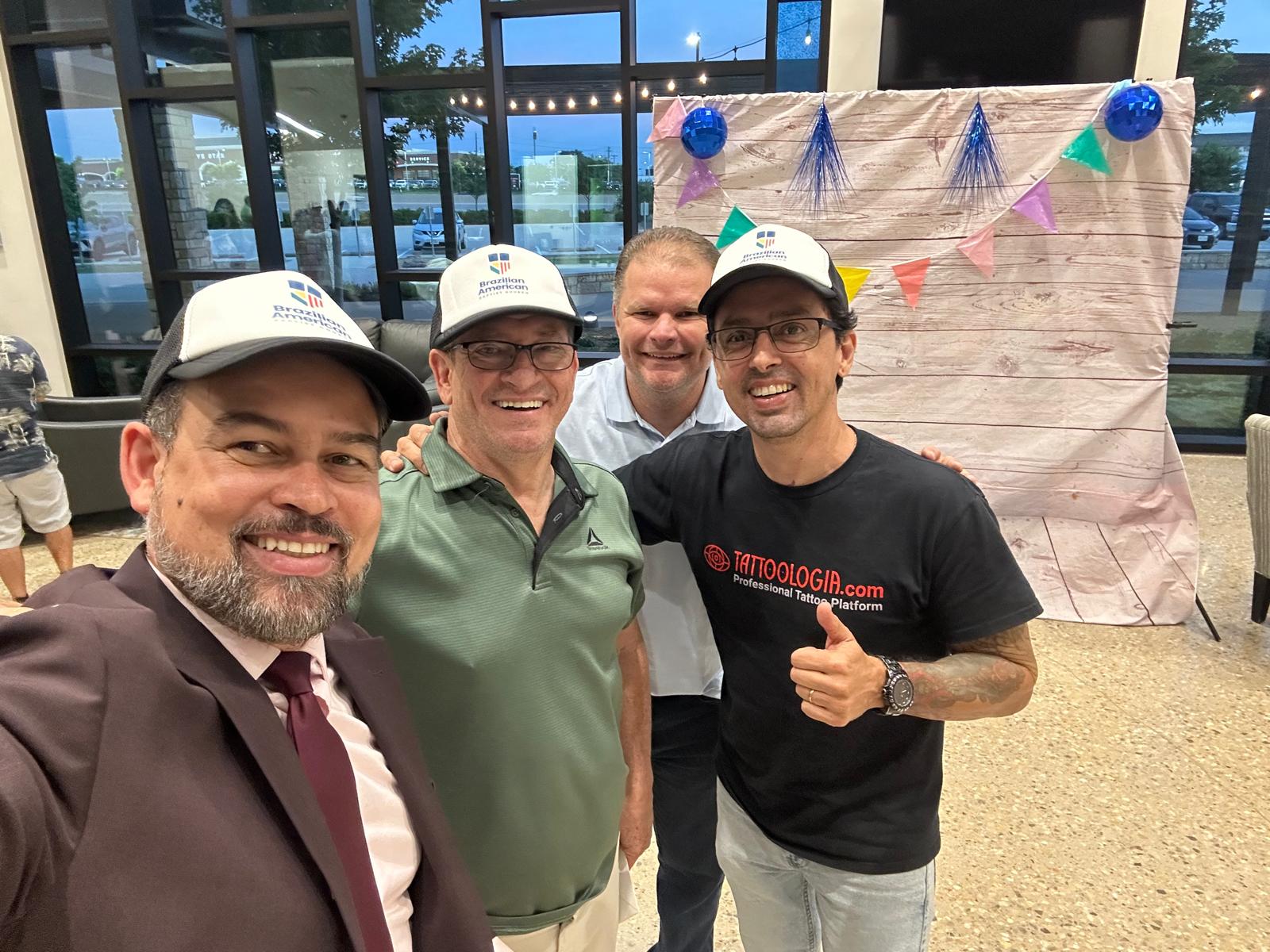 Four men spending time together at church